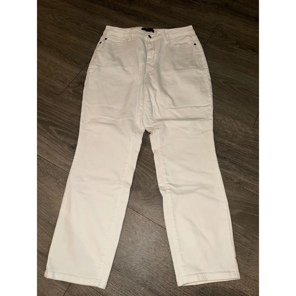 Judy Blue White Boyfriend Fit Straight Leg Jeans Plus Size 16W High Rise Stretch